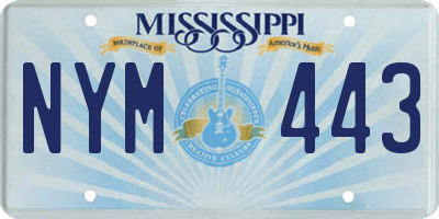 MS license plate NYM443