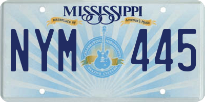MS license plate NYM445