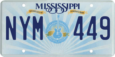 MS license plate NYM449