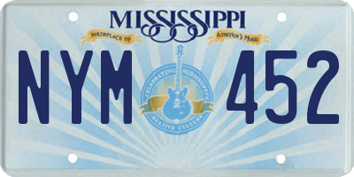 MS license plate NYM452
