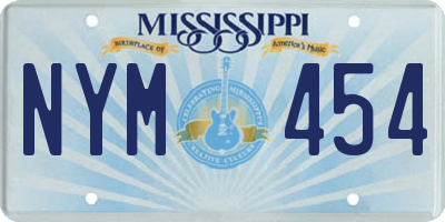 MS license plate NYM454