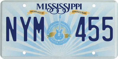 MS license plate NYM455
