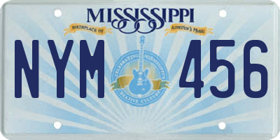 MS license plate NYM456