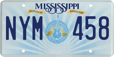 MS license plate NYM458