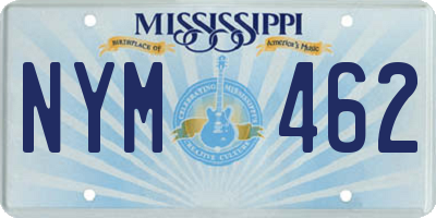 MS license plate NYM462