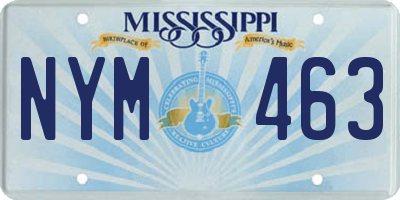 MS license plate NYM463