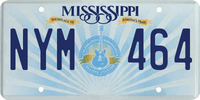 MS license plate NYM464
