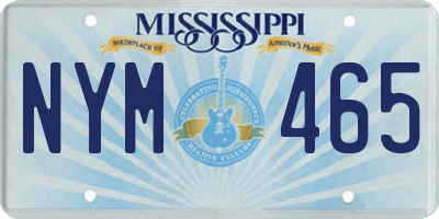 MS license plate NYM465