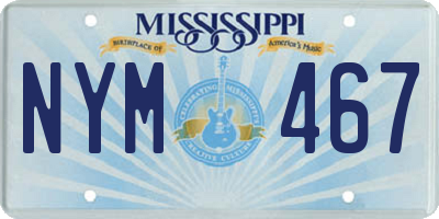 MS license plate NYM467