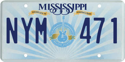 MS license plate NYM471