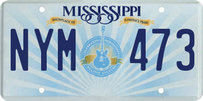 MS license plate NYM473