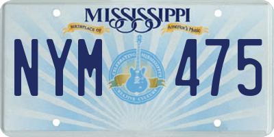 MS license plate NYM475