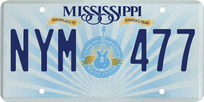 MS license plate NYM477