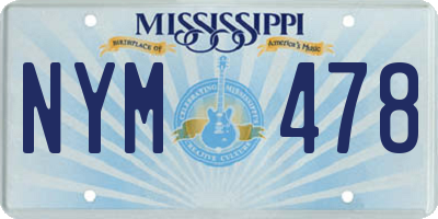 MS license plate NYM478
