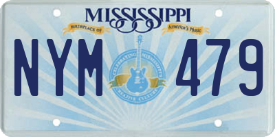 MS license plate NYM479