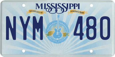 MS license plate NYM480