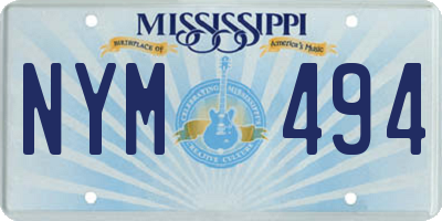 MS license plate NYM494