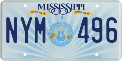 MS license plate NYM496