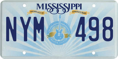 MS license plate NYM498