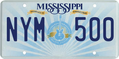MS license plate NYM500