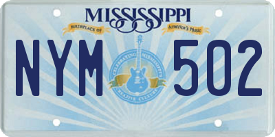 MS license plate NYM502