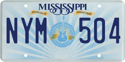MS license plate NYM504