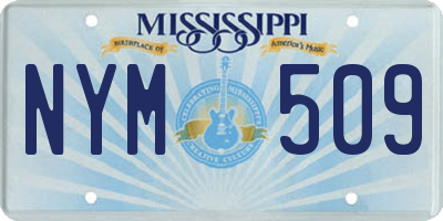 MS license plate NYM509