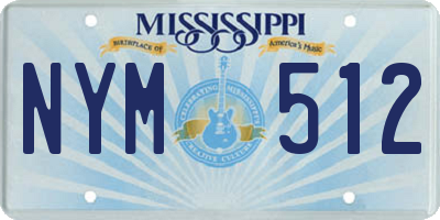 MS license plate NYM512