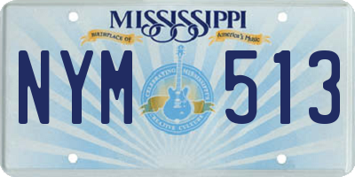 MS license plate NYM513