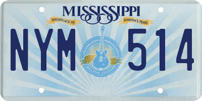 MS license plate NYM514
