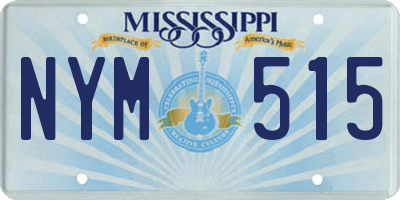 MS license plate NYM515