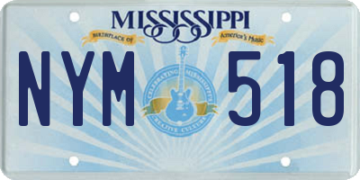 MS license plate NYM518