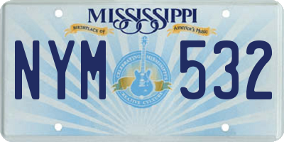 MS license plate NYM532