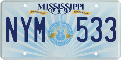 MS license plate NYM533