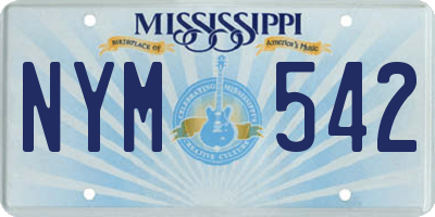MS license plate NYM542