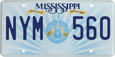 MS license plate NYM560