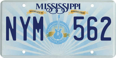 MS license plate NYM562