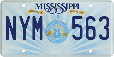 MS license plate NYM563