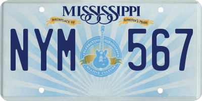 MS license plate NYM567