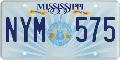 MS license plate NYM575