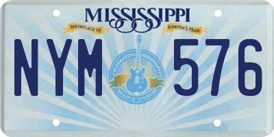 MS license plate NYM576
