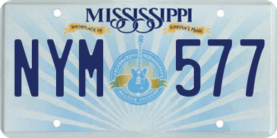 MS license plate NYM577