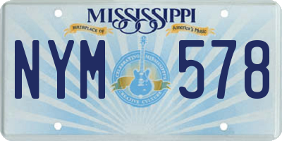 MS license plate NYM578