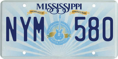 MS license plate NYM580