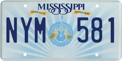 MS license plate NYM581