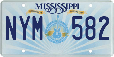 MS license plate NYM582