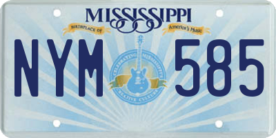 MS license plate NYM585