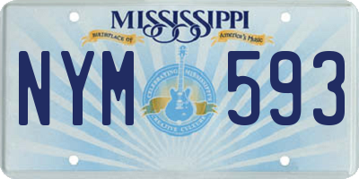 MS license plate NYM593