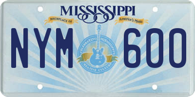 MS license plate NYM600