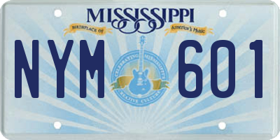 MS license plate NYM601
